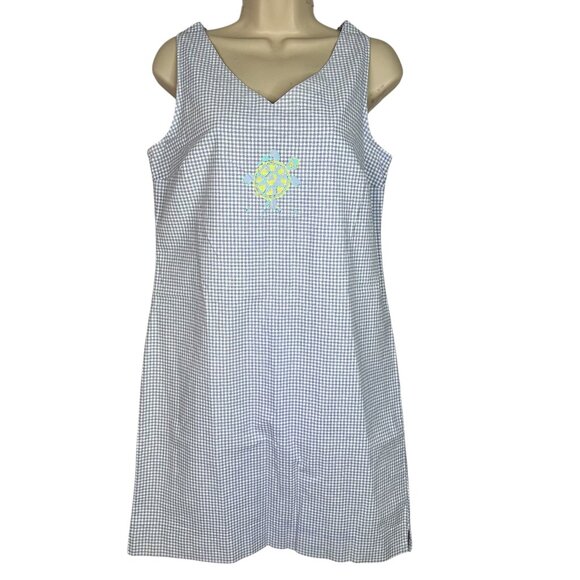 Fresh Produce Dresses & Skirts - Fresh Produce Blue Gingham Shift Dress S 100% Cotton Made in USA Sleeveless